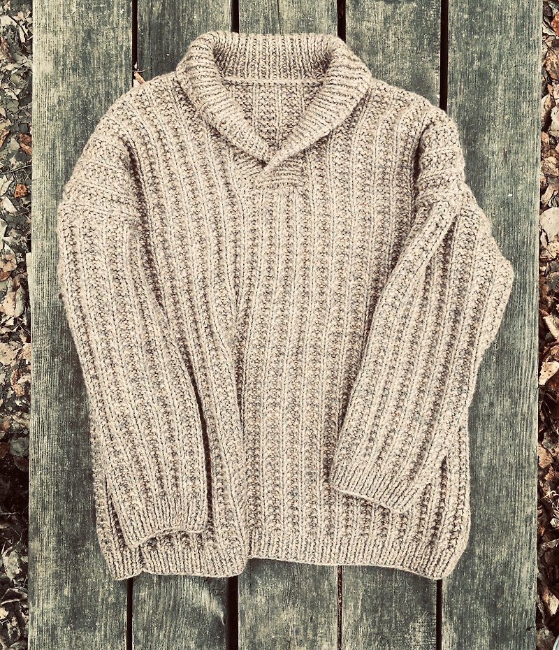 Handmade knitted sweater big sweater Sergei Bodrov Knit mens pullover Wool - Men's Sweaters - Other Materials 
