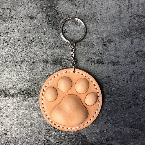Mini5 leather craft life 【Mini5】飯糰圓掌型肉球鑰匙圈 (原皮)