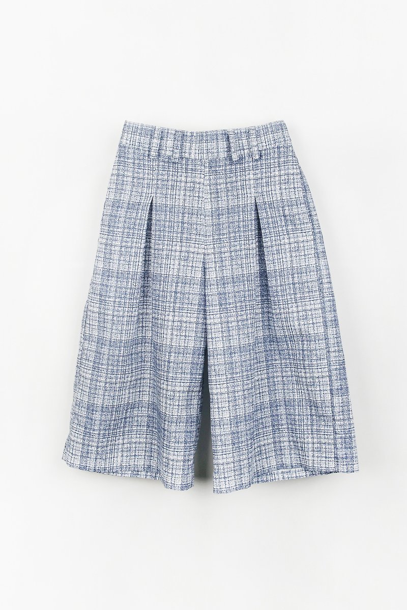 Island Holiday Cotton Wide Pants - กางเกง - ผ้าฝ้าย/ผ้าลินิน สีน้ำเงิน