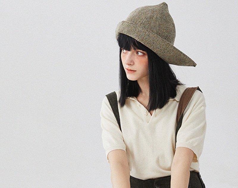 ヨーロッパのレトロな折り紙アゲハチョウ フリップつばロングテール ハット - 帽子 - ウール 多色