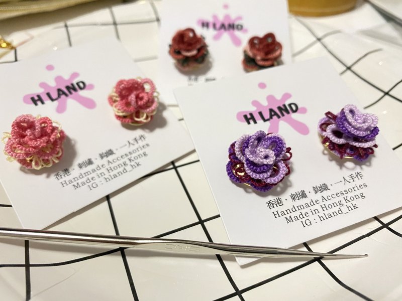 H008 - Earrings & Clip-ons - Cotton & Hemp Purple