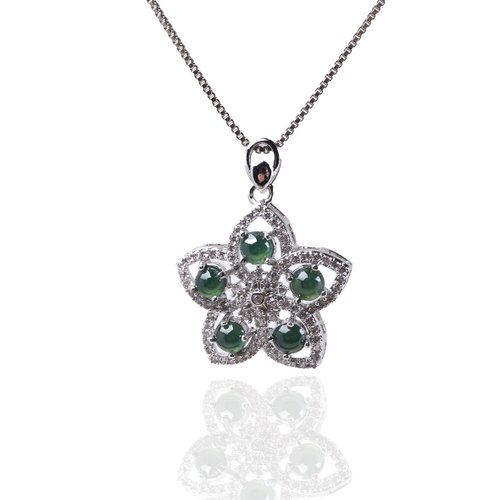 瓔珞珠寶盒 E.L.Jewelry Box 冰綠翡翠蛋面蛋面設計款項鍊 925純銀 | 天然緬甸A貨翡翠 | 送禮