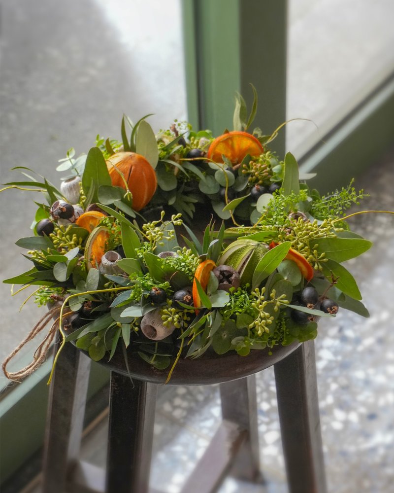 聖誕花圈 - 甜美果香 / 新鮮花材 / 可乾燥 - 乾燥花/永生花 - 植物．花 綠色