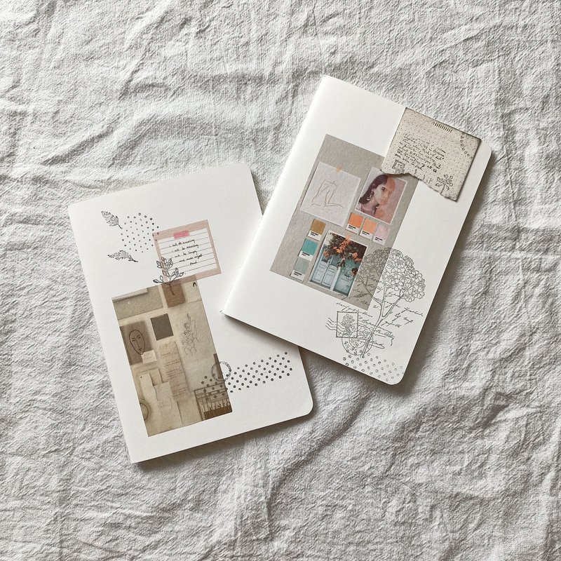 手工自貼A6手帳本封面 白色封面 Handmade A6 Journal Book Cover - 筆記本/手帳 - 紙 