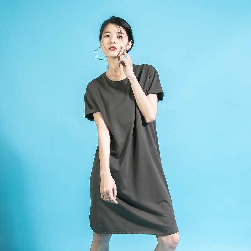 SU:MI said Spectrum_光譜後口袋洋裝_6SF033_鐵灰 - 洋裝/連身裙 - 棉．麻 灰色