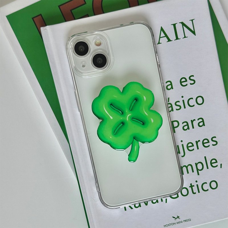 Four-leaf clover grip smartphone acrylic smart tok - อุปกรณ์เสริมอื่น ๆ - อะคริลิค สีเขียว