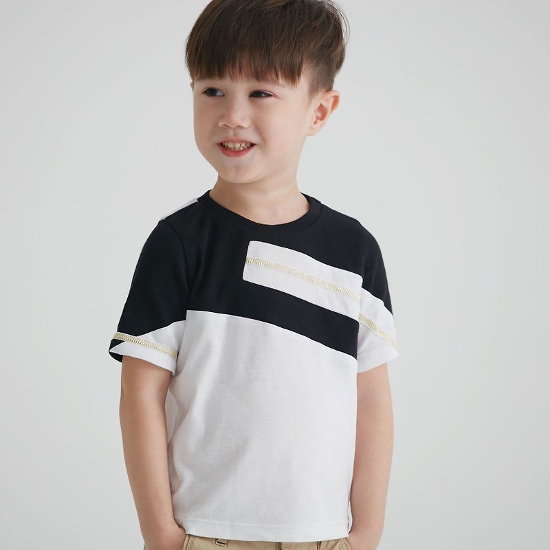 Colorblock zipper T-shirt - Other - Cotton & Hemp Black