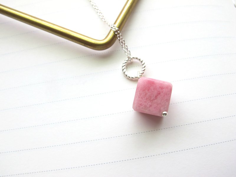 [Sakura Eraser] Rose Sapphire x 925 Silver - Handmade Natural Stone Series - Necklaces - Crystal Pink