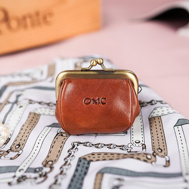 Vintage clip frame leather small coin purse - กระเป๋าใส่เหรียญ - หนังแท้ 