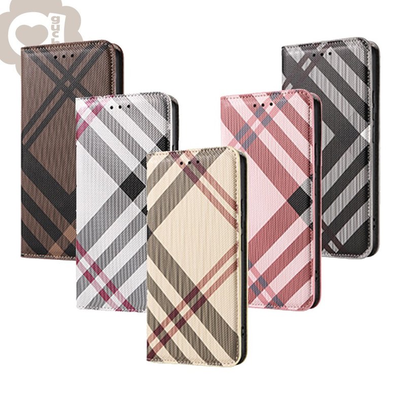 Yaguqi iPhone16/16 Plus/16 Pro/16 Pro Max royal light elegant plaid mobile phone leather case - อุปกรณ์เสริมอื่น ๆ - หนังเทียม 