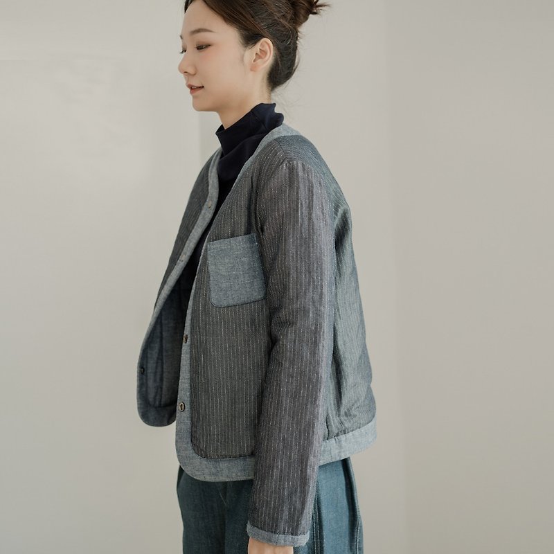 Wear 3MThinsulate light tooling on both sides and senses thin cotton coat O190545 - Women's Tops - Cotton & Hemp Blue