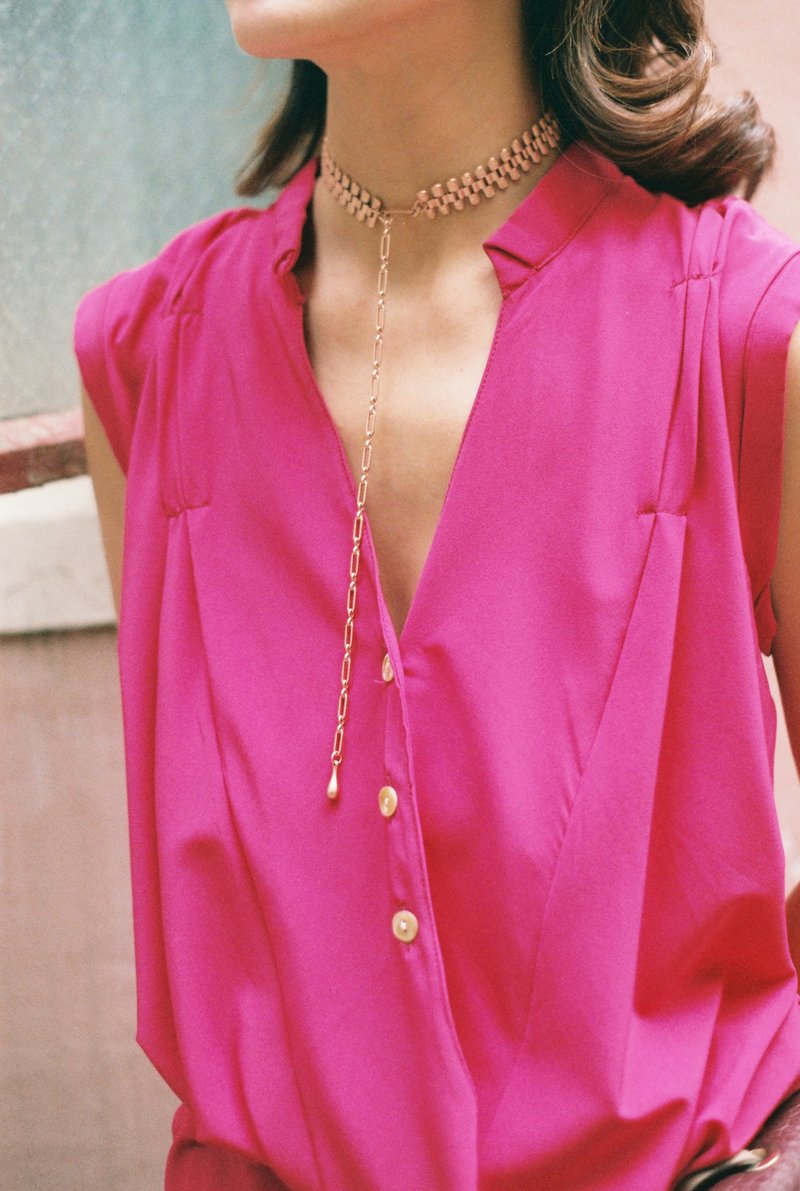 Elenaor 系列 錶鏈頸鏈/項鏈 玫瑰金 - 項鍊 - 銅/黃銅 粉紅色