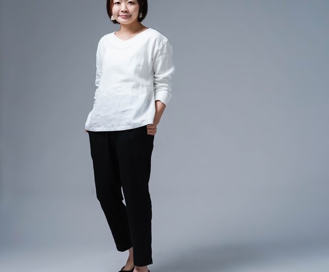 wafu ワフ 【リネンパンツ】麗しのサブリナパンツ 伸縮リネンソロテックス リネンパンツ】麗しのサブリナパンツ 伸縮リネンソロテックス