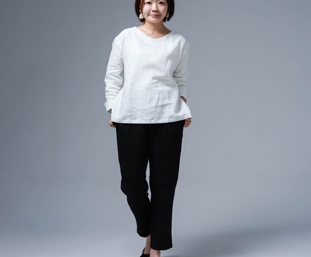 wafu ワフ 【リネンパンツ】麗しのサブリナパンツ 伸縮リネンソロテックス リネンパンツ】麗しのサブリナパンツ 伸縮リネンソロテックス