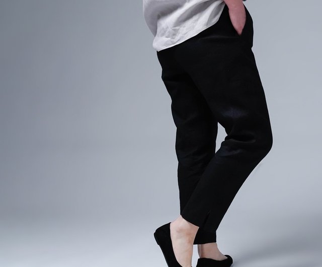 wafu【リネンパンツ】麗しのサブリナパンツ 伸縮リネンソロ