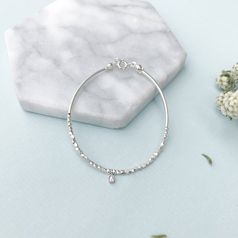 Baroque water droplets zircon broken coins bracelet - Bracelets - Other Metals Silver
