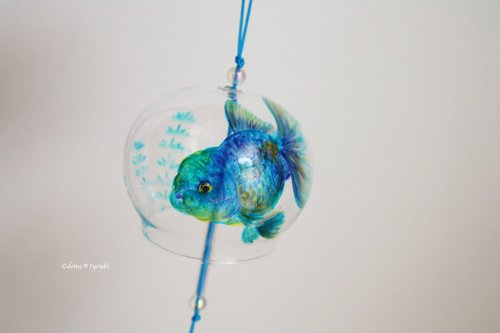 青い魚の形の陶器製風鈴 魚 陶器製 風鈴 インテリア - メルカリ