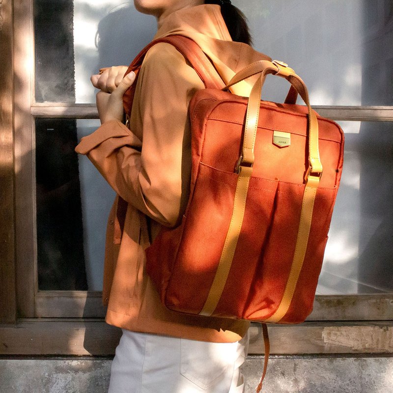 COCA dual-use water-repellent backpack-orange (free custom lettering) - กระเป๋าเป้สะพายหลัง - เส้นใยสังเคราะห์ สีส้ม