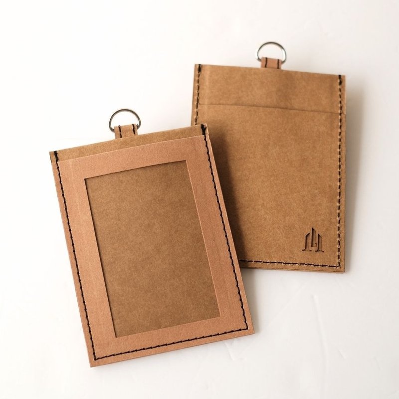 LOGINHEART | Double-sided induction ID card holder , Khaki Brown card does not interfere with the handmade warranty of the craftsmen - ที่ใส่บัตรคล้องคอ - กระดาษ 