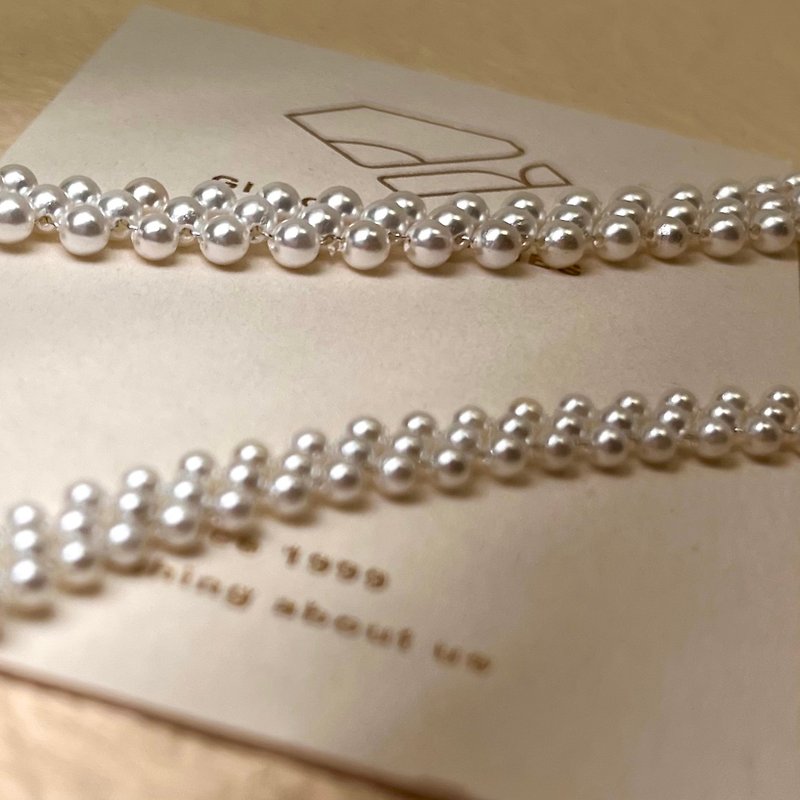 GI designer Sicilian morning pearl sterling silver gold transfer Stone natural spar - สร้อยข้อมือ - ไข่มุก สีกากี