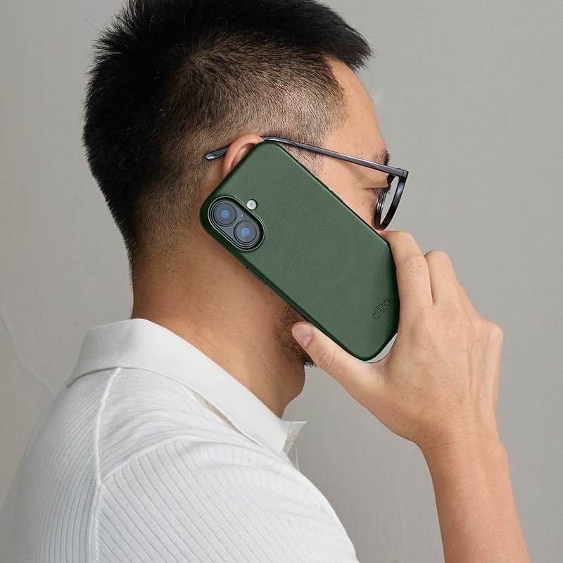 磁吸防摔皮革手機殼 iPhone 17 系列 - 森林綠 - 手機殼/手機套 - 真皮 咖啡色