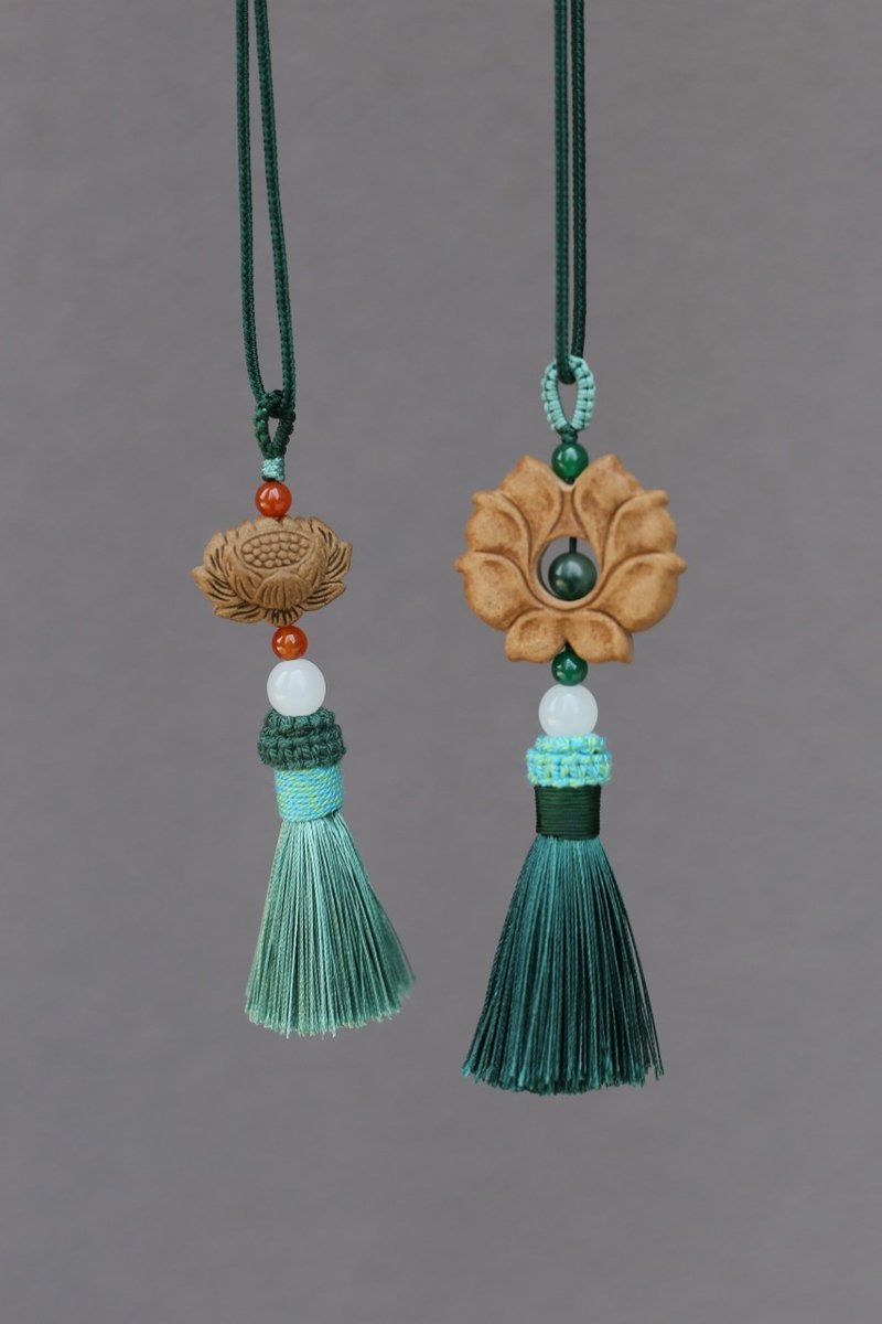 壹染指香品 | 天然合香 蓮花 流蘇 長項鏈 | 一物一圖 贈禮佳品 - 項鍊 - 植物．花 綠色