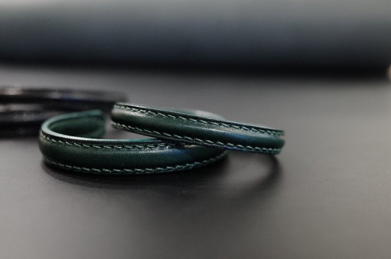 Leather Bangle - Buttero Green - Bracelets - Genuine Leather Green