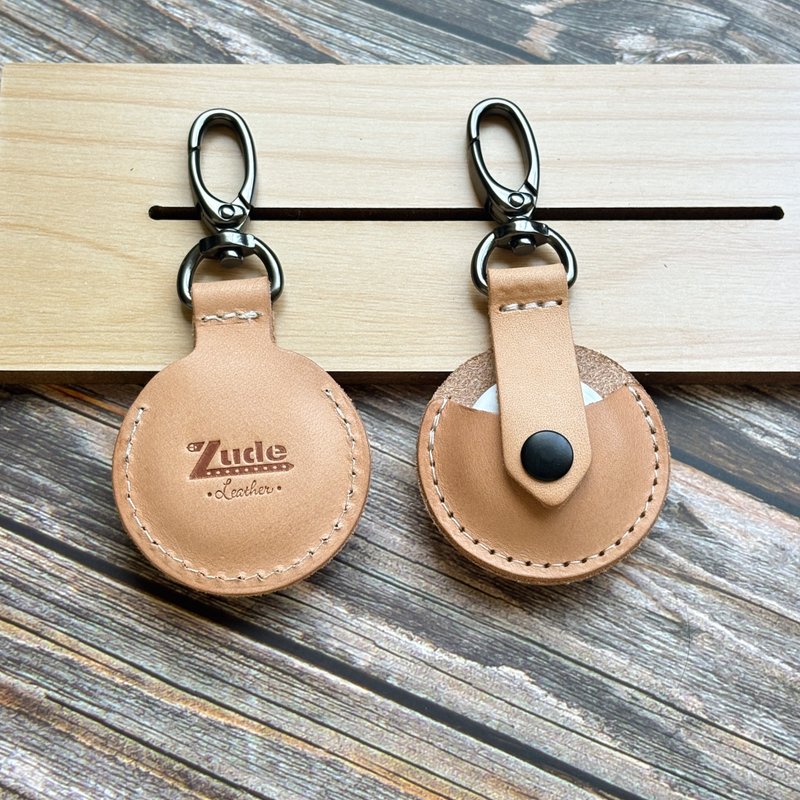 【真牛皮】AirTag 保護套 | 電梯 感應扣 皮套 | 門禁扣 | 鑰匙圈 - 吊飾/掛飾 - 真皮 橘色