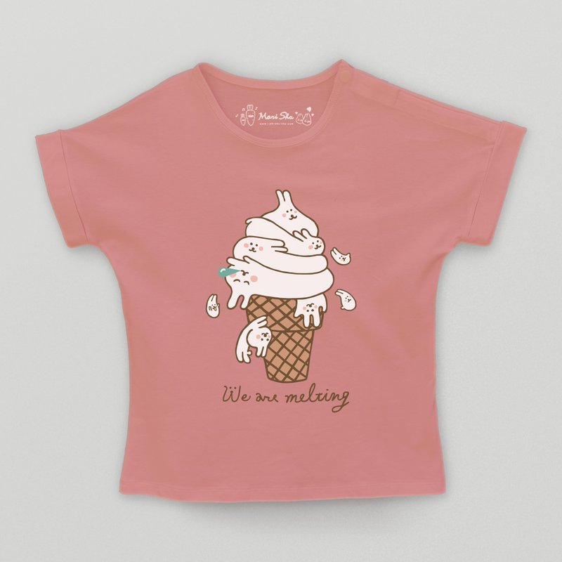 Kid-Mochi Rabbit Ice Cream Kids T-shirt (Pink) - Tops & T-Shirts - Cotton & Hemp Pink