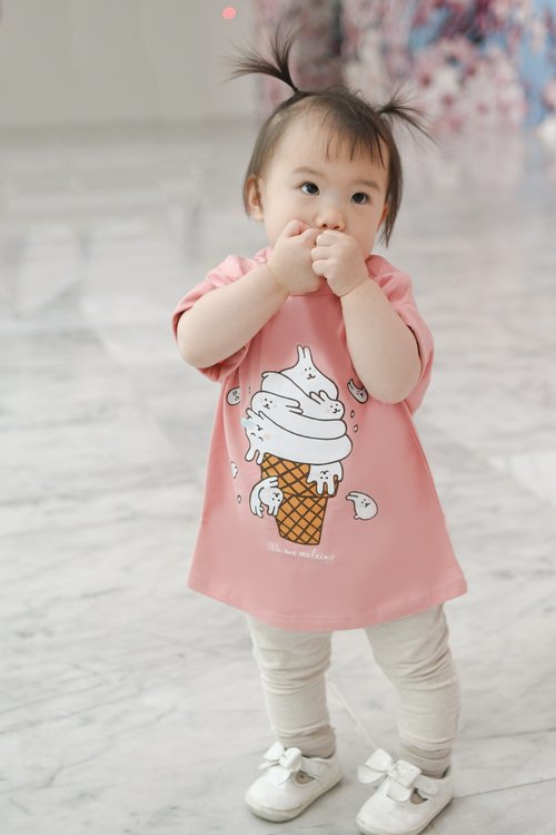 Mori Shu Kid-麻糬兔冰淇淋小孩T-shirt (粉色)