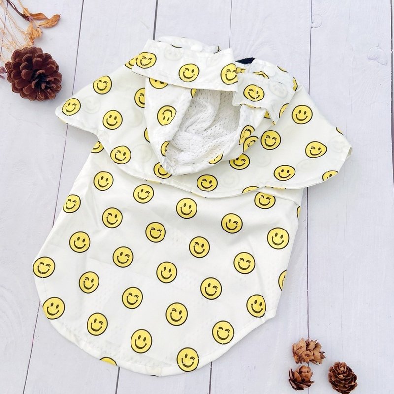 White smiley three-piece flower raincoat XS/S/L/XL/2XL/FXL - Clothing & Accessories - Other Materials 