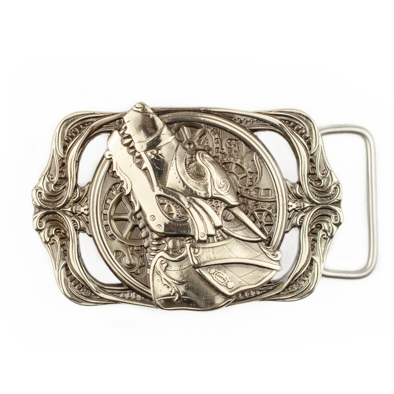 Wolf german silver belt buckle, steampunk wolf nickel silver belt accessory - 皮帶/腰帶 - 其他材質 銀色