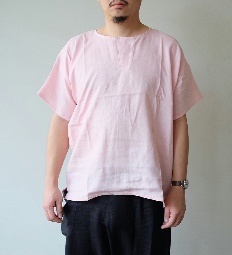 Peru Pink for Him - 男 T 恤 - 棉．麻 粉紅色