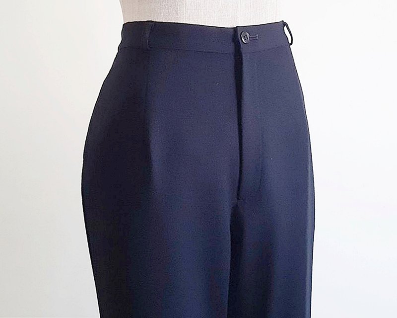 Small Medium Vintage Black High Waisted Pants Womens High Rise Wool Trousers S M - 男長褲/休閒褲 - 其他材質 黑色