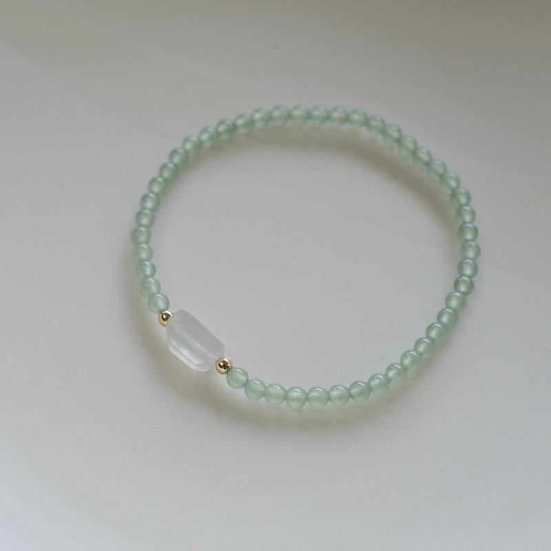 Nian Cui - Burmese natural grade A jadeite - high ice light sweet green bracelet + ice glass light follow-up main beads - Bracelets - Jade Green