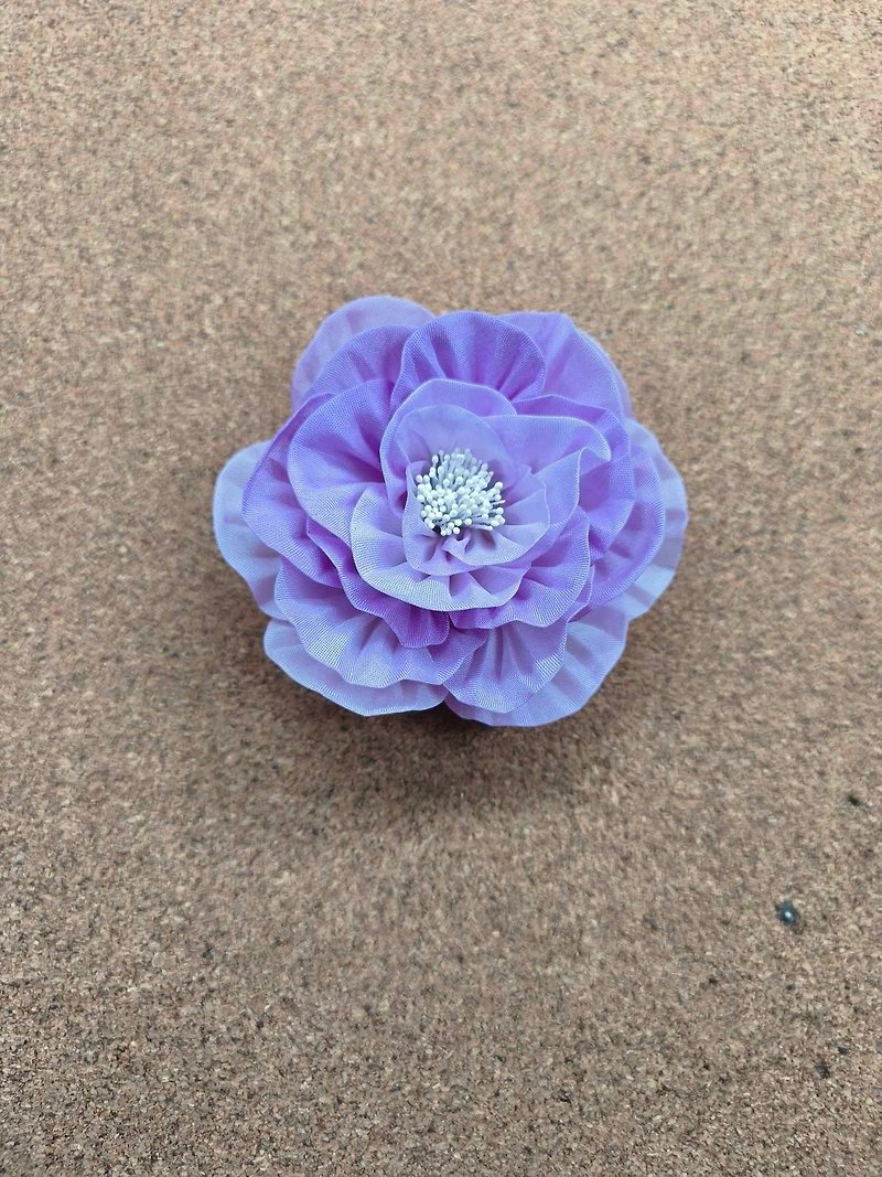 Purple peony, size 7 cm. - 髮夾/髮飾 - 棉．麻 