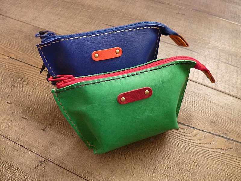 POPO│ colorful green │ cow leather wallets │ - กระเป๋าสตางค์ - หนังแท้ สีเขียว