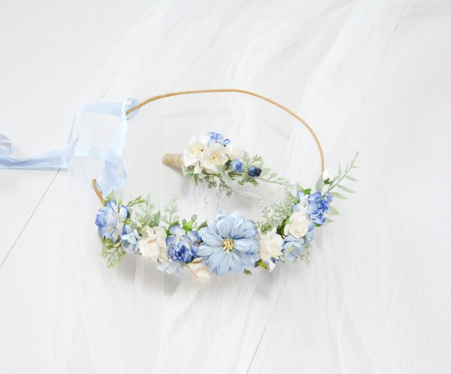 blue floral crown