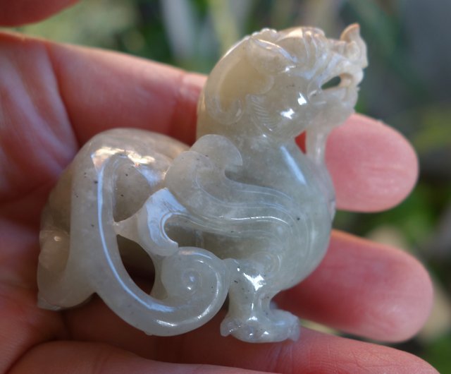 和闐玉和田玉白玉避邪神獸96.4克瑞獸吉祥獸貔貅圓雕jade - 設計館山奇 
