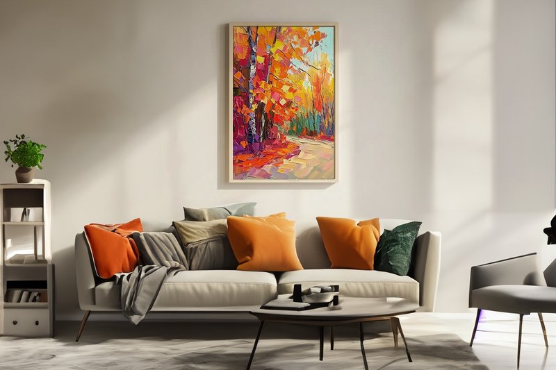 Autumn Dream Weaving 2 oil painting scenery birch forest autumn scene living room bedroom decoration thick work art giclee hanging painting - Posters - Cotton & Hemp 