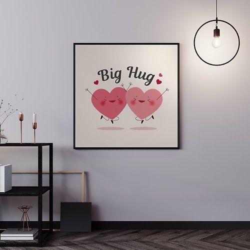 菠蘿選畫所 Big Hug - 情人節禮物/簡約風掛畫/簡約可愛送禮佈置/愛心裝飾畫