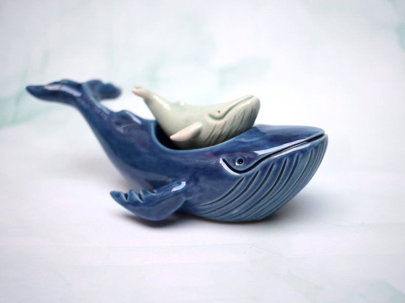翅鯨　瓷偶　鯨魚　公仔 - 玩偶/公仔 - 瓷 藍色