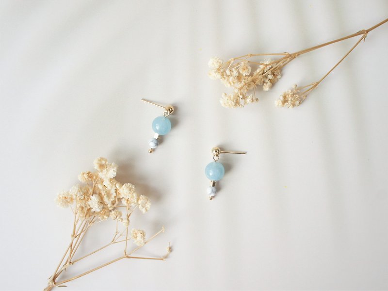 Aquamarine Howlite dangle earrings - Earrings & Clip-ons - Gemstone Blue