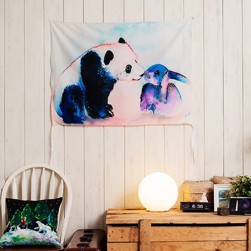 Umade Panda & Bunny Love-壁幔Wall Tapestry-牆壁裝飾 壁畫 居家佈置
