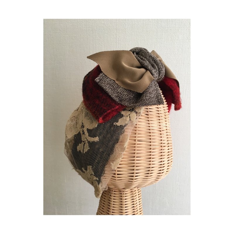 wool ribbon/Red - 髮夾/髮圈 - 羊毛 紅色
