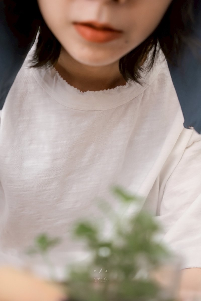 花邊新聞天竺棉小版TEE - 2色 - 花邊白 - 女 T 恤 - 棉．麻 白色