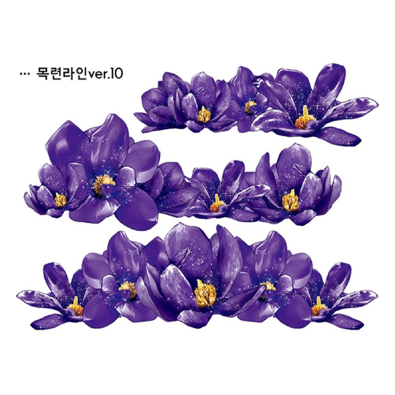 Magnolia flower bouquet line 3types (blackraccoon) Vintage collage design paper - 貼紙 - 紙 多色