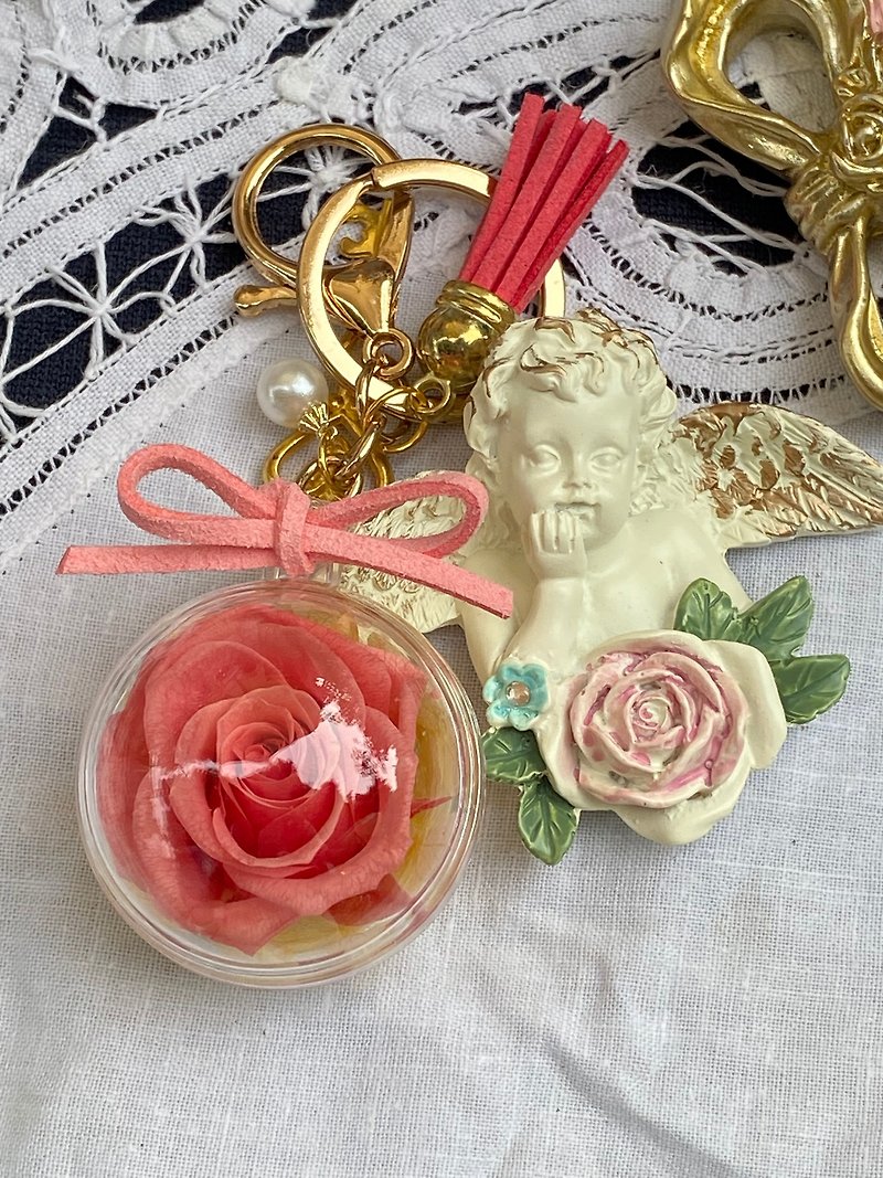 Japanese immortal flower key ring gift of time / I am the queen / key of love - Dried Flowers & Bouquets - Plants & Flowers 