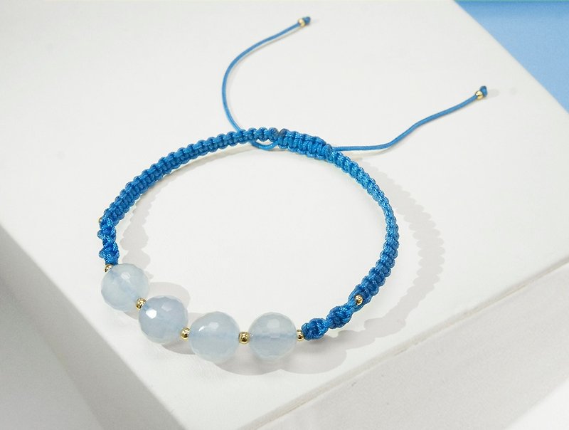 Edith & Jaz • Blue Chalcedony with Blue Cord Bracelet - Bracelets - Gemstone Blue