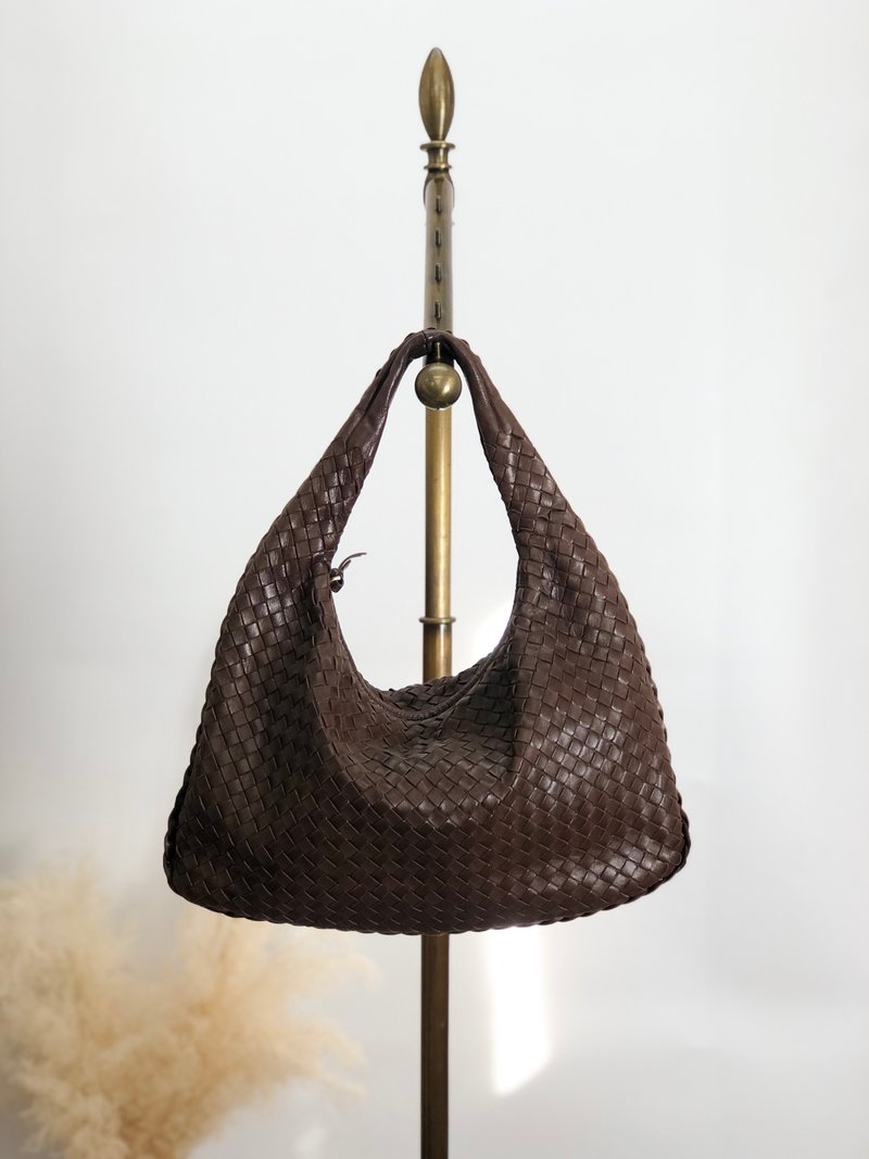 【 日本直送　名牌中古包 】Bottega Veneta ボッテガ・ヴェネタ ショルダーバッグ ブラウン レザー ホーボーバッグ vintage  8kxwhy - 側背包/斜背包 - 真皮 咖啡色